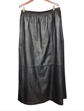 Vintage Margaret Godfrey Maxi Skirt Women's Plus Size 20 Classic Black Leather